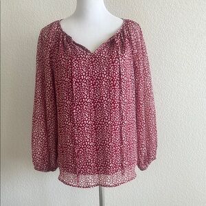 Elegant Red Patterned Women's Top